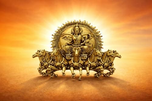 Surya Narayan Brooch for Men & Women | Antique Gold Plated Brass Divine Sun God Lapel Pin | Spiritual Hindu Brooch for Sherwani, Saree, Blazer | Temple Jewelry Gift for Festive & Ethnic Wear 5