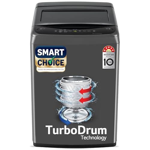 LG 7 Kg 5 Star Smart Inverter Technology Fully Automatic Top Load Washing Machine (T70VBMB1Z, Auto Prewash, Turbodrum, Stainless Steel drum, LED Display, Smart Diagnosis Middle Black)