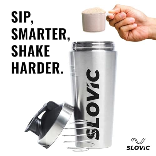 SLOVIC Steel Shaker For Gym [750 ML] | Gym Bottles For Men | Gyms Shaker for Men | Odor Free Protein Shaker Bottle For Protein Shake, Leakproof Stainless Steel Shakers Bottle For Exercise 5