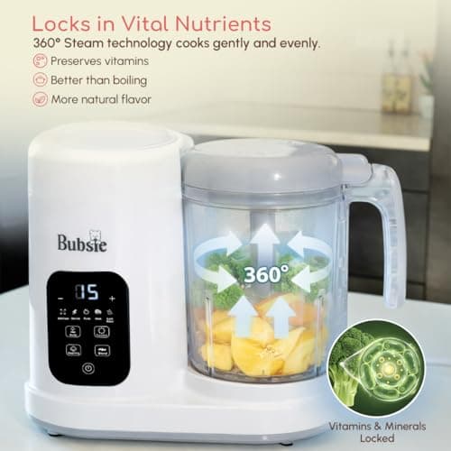 Bubsie Lil Chef Pro All-in-One Baby Food Processor | Electric Baby Puree Maker, Steamer, Blender, Sterilizer, Warmer & Self-Cleaning Function | Touch Screen BPA-Free 400ml Bowl | 1 Year Warranty 4
