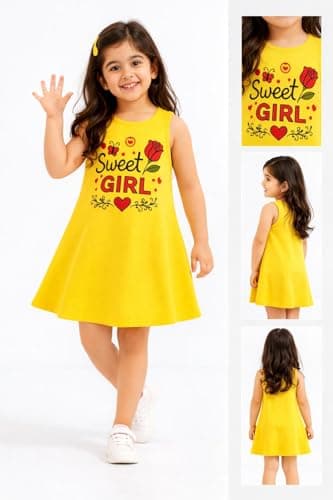 Triviso Baby Girls Soft Cotton Hosiery Summer Dress|Kid Girls Aline Frocks| Sleevless midi Dresses for 3 Month to 6 Years Pack of 3 3