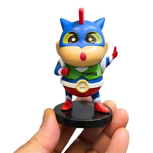 FUNFOB Shinchan Action Figure Height -8cm | Shin chan Figurine Cartoon Figures Toys for Boys & Girls PVC Multicolour | Action - Kamen Dress 2