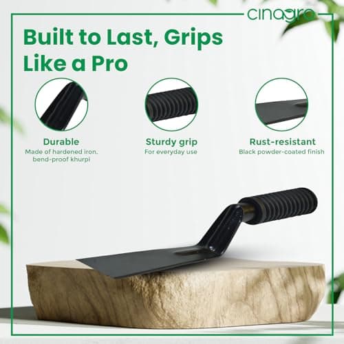 Cinagro Gardening Khurpi 3-inch Metal Blade, Tools for Soil Tilling, Rust-Free Khurpi for Garden, Plant Tool for Digging in Garden, for Indoor Gardens and Small Planters (Black) 3