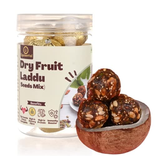 Equisential Dry Fruit Mix Laddoo | Combination of 8+ Essential Seeds | Purely Made with Mixed Dry Fruits Nuts and Seeds | No Sugar | No Jaggery | 500GM