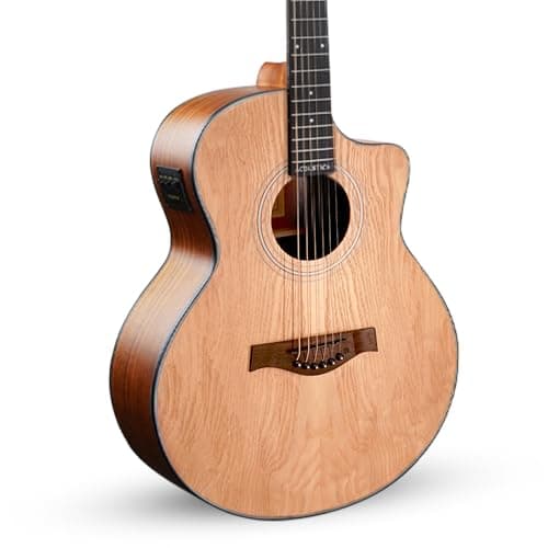 Kadence A06EQ-N Acoustica 40" Electro Acoustic Guitar | Grand Auditorium Cutaway | Ash Wood | Built-in Pickup + 2 Band EQ | Comes with Bag | Includes Learning Course | Natural 3