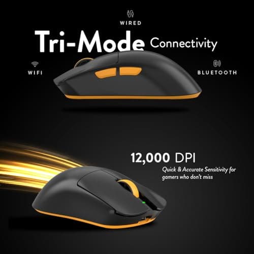 Cosmic Byte Aether Tri-Mode Wireless Gaming Mouse | 2.4GHz + Bluetooth + Wired | Pixart PAW3311 Sensor | 12000 DPI | 1000Hz Polling | 55g | 100M TTC Optical Switches | Replaceable Battery (Black) 2