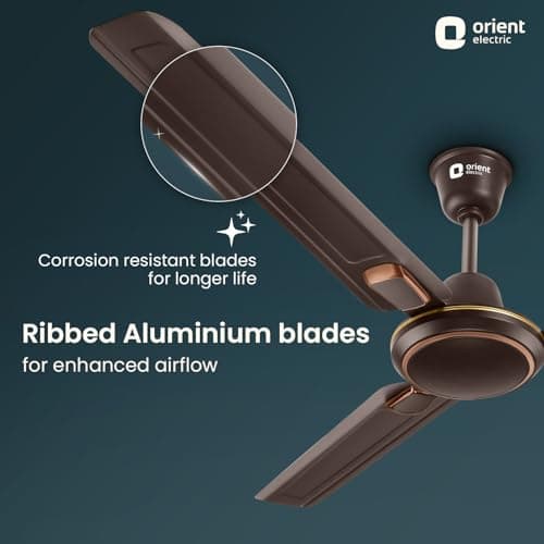 Orient Electric’s 1200 mm Pacific Air Déco| Decorative ceiling fan | Powerful airflow| BEE 1 Star Rated | 2-year warranty | Smoke Brown, pack of 1 2