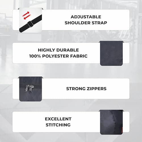 Nivia Enfold 2.0 Duffle Polyester Gym Bag, Sports & Fitness Bag for Men & Women with Adjustable Shoulder Strap, Quick Access Pocket, Travel, Workout, Training (Black-Grey), Capacity- 18L 4