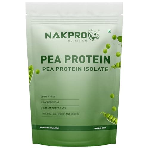 NAKPRO 100% Pea Protein Isolate, Chocolate - 1kg | 26g Protein, 4.9g BCAA | Natural Vegan Plant Protein Powder | Easy To Digest | All Essential Amino Acids for Muscle Gain and Recovery