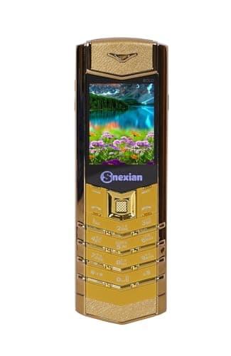 Snexian Bold V1 Premium Finish Dual Sim |Keypad Mobile| with 1.8" Display |Metal Body|Unique Design|BT Dialer| Call Recording|Long Lasting Battery|FM|Camera|Feature Phone| Gold