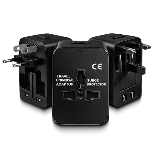 UNIGEN Universal Travel Adapter with Multiple Plug Pins | Worldwide Charger Adaptor Plug for US, UK, EU, AUS with Surge Protection | All-in-One International Power Converter - Black