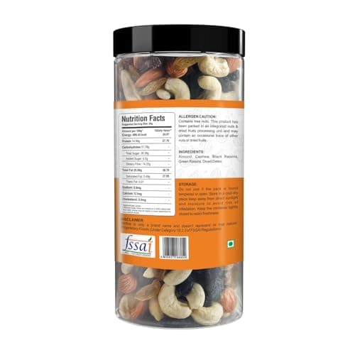 Sritva Premium Dry Fruit Mix | Almonds Cashews Black Raisins Green Raisins Diced Dates | Healthy Energy Snack Rich in Fiber & Nutrients 405g 3