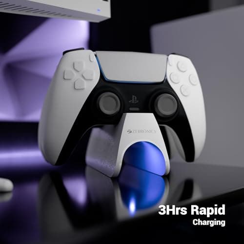 ZEBRONICS PS5C, PS5 Controller Charging Dock, 3H Rapid Charging, Supports Dualsense & Edge Controllers, Dual Pogo Pin, Charging Indicators, Anti-Slip Silicone Base 5