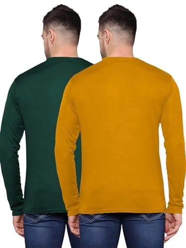 TQH Full Sleeve T Shirt for Men | T-Shirt for Man Full Sleeve | Gym T Shirts for Men Workout | Slim Fit Polyester Round Neck Solid Sports T-Shirts for Running Training Casual Wear - Pack of 2 2