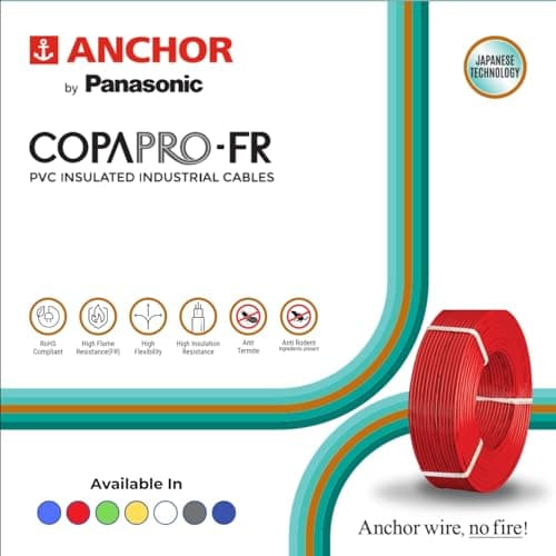Anchor by Panasonic 1.5 mm COPAPro FR Electrical Wire, 90 Meter Fire Resistant Single Core PVC insulated Pure Copper Wire, Anti Rodent Anti Termite Flexible Wire for Connections (BLACK, 96139BK) 5
