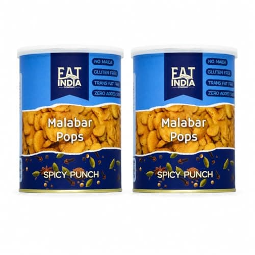 Eat India Malabar Pops Spicy Punch 320g(Pack of 2x 160g) No maida| Trans Fat Free Snack| Zero Added Sugar|Exclusive|Premium