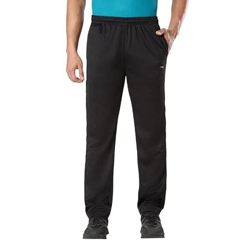 Black Panther Active Fit Men's Track Pants | Polyester Mid Rise Regular Fit Track Pants for Men | Casual Trousers | Gym Trackpants | Activewear Sports Lowers for Man (200572 LDX),Black,XXL