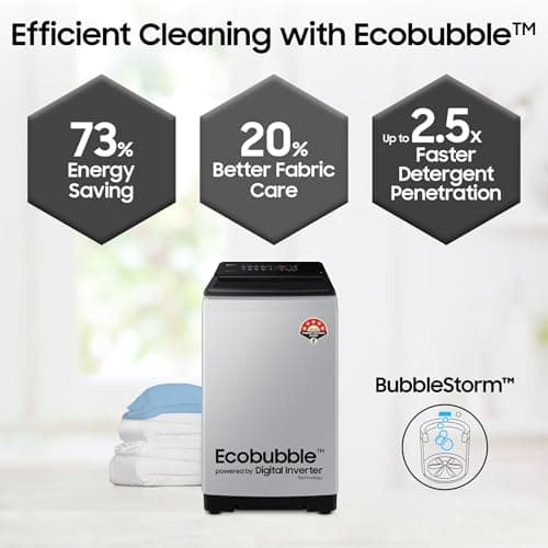 Samsung Smart Choice 8 kg, 5 star, Eco Bubble Tech, Digital Inverter Motor, Soft Closing Door, Fully-Automatic Top Load Washing Machine (WA80BG4441BGTL, Light Gray) 4