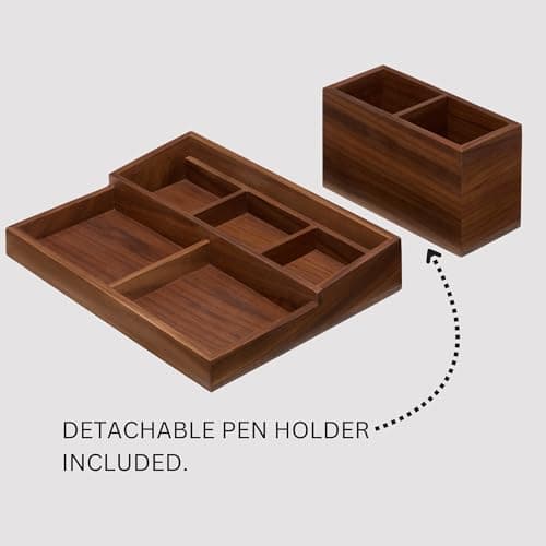 KORUA Walnut Desk Organizer for Office Wood Desk Organizer 5