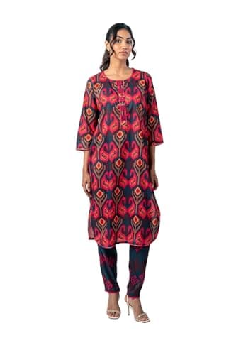 India Circus by Krsnaa Mehata Red Paisleys Co-Ord Set Size 46 for Women Stylish Kurta Set Ethnic Printed Co-Ord Set