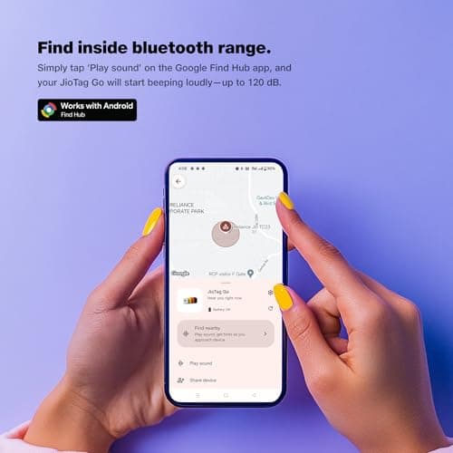 JioTag Go |India's First Android Tag | Google Find My Device Item Finder| Worldwide Tracking for Keys, Wallets, Luggage, Gadgets and More|1+1 Year Battery|No SIM Needed|BT 5.3|for Android Only 5