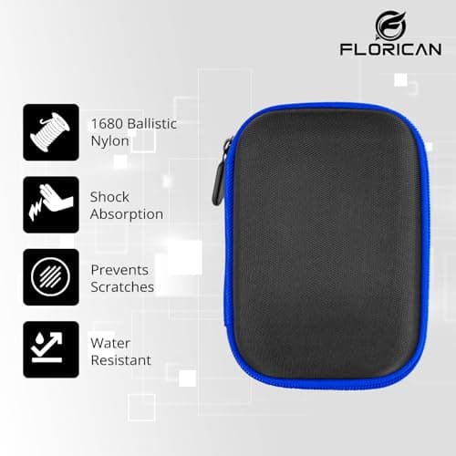 FLORICAN External Hard Drive Case Shell 2.5-Inch Hard Drive Portable Storage Organizer Bag for Earphone USB Cable Mobile Charger Hard Disk - Double Padded WD Seagate Sony Dell Toshiba 2