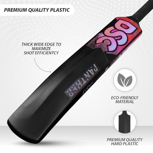 DSC Panther Plastic Cricket Bat - Ideal for Tennis and Gully/Turf Cricket Bat, Color-Black, Size-6 (12-15 Yrs) 2