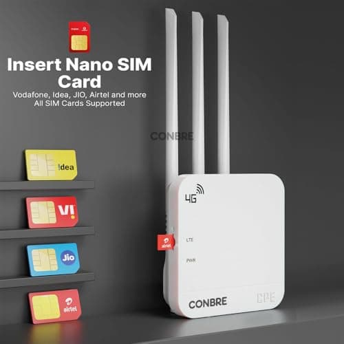 Conbre CPE MT-300H 4G Mobile Sim Based Wi-Fi Router (All 4G & 5G Sim Supported), Lastest WiFi 6, Plug and Play, Support, NVR, DVR, WiFi, Camera 2