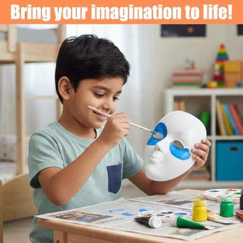Asian Hobby Crafts Party Mask Painting Kit with White mask & Paints, Perfect DIY Art Activity for Kids & Adults, Birthdays, School Projects, Return Gifts, Party Favors & Creative mask Decorating Fun. 4