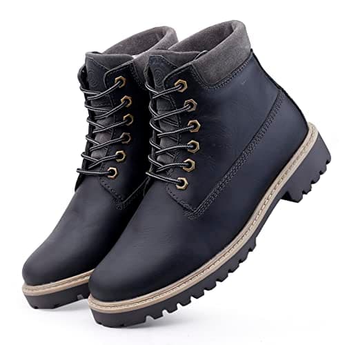 Bacca Bucci® Men's Bullet Splash Proof Full Leather Classic Fashion Boots for Bikers Riders Trekking Trails Backpacking and Hiking | 6 Inches | Ankle Height | All Day wear- Black, Size UK10 5