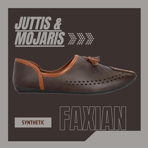 FAXIAN Men's Brown Synthetic Slip_On Trendy/Lightweight & Ethnic Mojaris 06 (UK/India) (2016) 2
