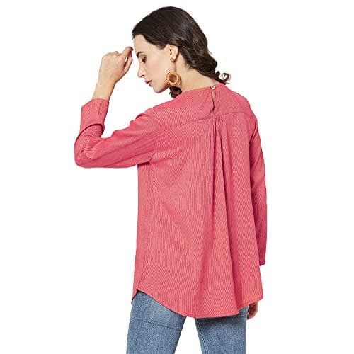 Go.4.it Rayon Pin Stripes Women's Top with Classy Embroidery Cherry 3XL 5