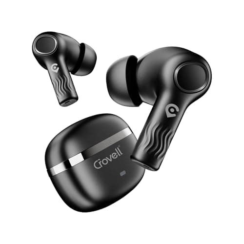 Crovell VibeBuds True Wireless Earbuds, Bluetooth 5.3 Headphones with 30 Hrs Playtime, Deep Bass, IPX5 Water-Resistant, TWS Stereo Headset - Black