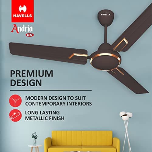 Havells 1200mm Andria Energy Saving Ceiling Fan (Espresso Brown, Pack of 1) 2 Star 4