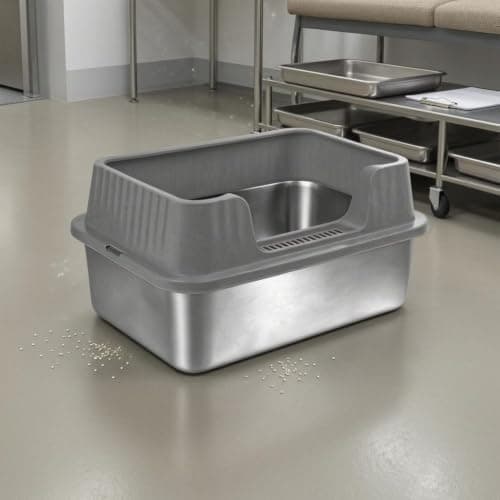 Bnf® Easy to Clean Stainless Steel Litter Box Raised Front Open-Top Litter Box, 60-40-25cm 3