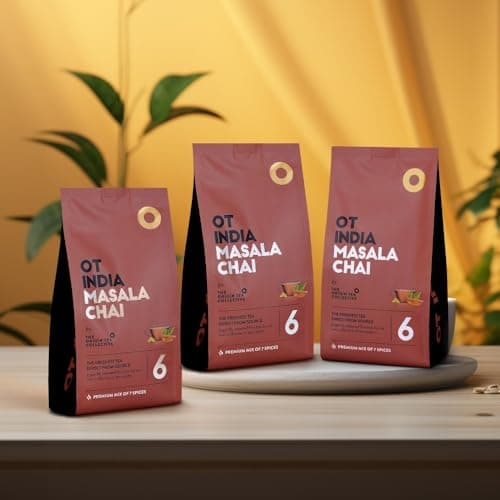 OT INDIA Masala Chai - Premium Mix of 7 Spices | 100% Natural Ingredients Tea | Rich Color and Smooth Taste | Handpicked and Pure | Aids in Digestion | Pack of 3 (250 gm)