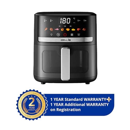 IBELL AERO FRY 550 Digital Air Fryer, 5.5 Litre Capacity, 1350W Power, Touch Control Panel, Multiple Cooking Options, Adjustable Temperature, Oil-Free Cooking, Black, 2 Year Warranty 2