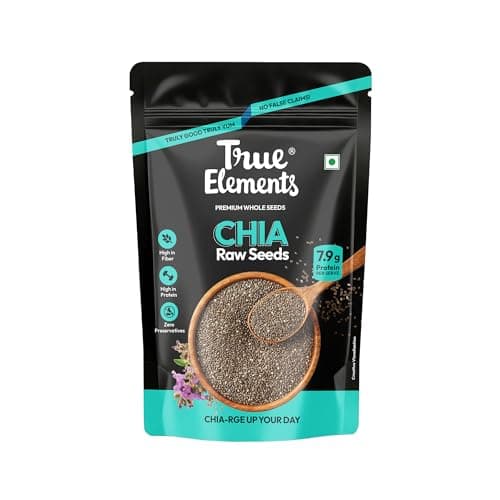 True Elements Raw Chia Seeds 500g - Dirt & Stone Free Premium Chia Seeds | 30 days pack | High Fibre & Plant Protein | Helps with Weight Management | Good for Summer Hydration | Super Seeds for Smooth