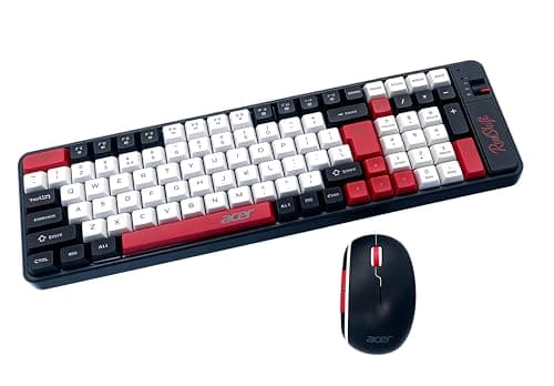 Acer RedShift Wireless Keyboard & Mouse Combo | Bluetooth + 2.4GHz Dual Mode | Multi-Device | 100-Key Slim Quiet Keyboard | 6-Button Mouse with 1600 DPI | Windows, Android, iOS | Black & Red