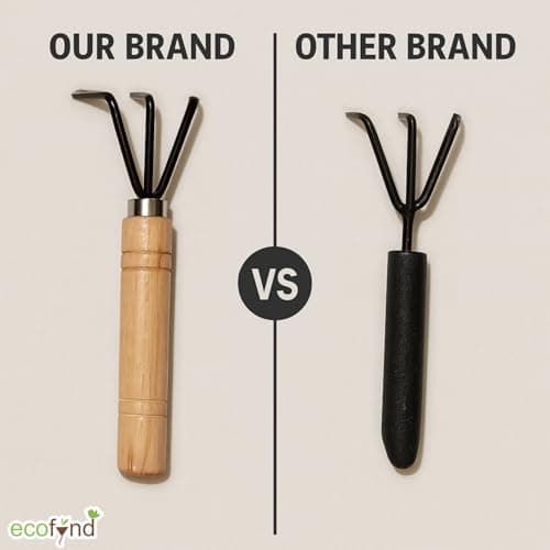 ecofynd Gardening Hand Tool (Cultivator with Wooden Handle), Home Garden Durable Plant Tool, Planting, Weeding, Pruning, Soil Maintenance, Farming Essential Kit (GT014) 6