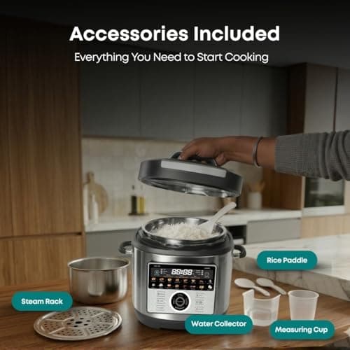 Libra 6L Electric Pressure Cooker, 19-in-1 Digital Multi Cooker with 304 Stainless Steel Inner Pot, 1000W, 10 Layer Safety, One Touch Pressure Release, Delay Timer & Keep Warm for Rice, Dal, Biryani 5