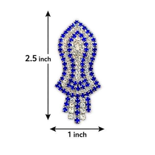Brooch Pin Leaf Shape Rhinestone for Saree, Suit & Blazer (Blue) 2