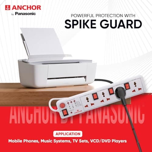 Anchor by Panasonic 4 way 6A Universal Socket with 3 Switch & 1 Master Switch | 4 Way Extension Board with 1.5 Mtr Extension Cord | Multi Plug Socket for Home Wall, Office (22568) 5