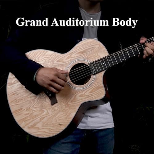 Kadence A06EQ-N Acoustica 40" Electro Acoustic Guitar | Grand Auditorium Cutaway | Ash Wood | Built-in Pickup + 2 Band EQ | Comes with Bag | Includes Learning Course | Natural 4