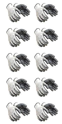 DMC Nylon Industrial & Home Safety Cut Resistant Hand Gloves (White & Grey) - 10 Pairs
