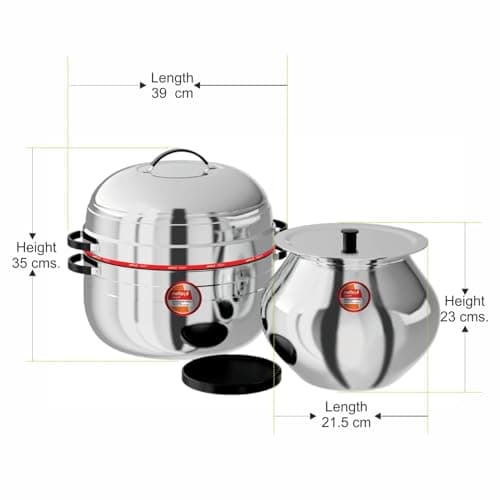 Nolta Premium 2 KG Thermal Rice Cooker (Big Size) Induction based Cookware, ISO Certified, 1yr Replace-Guarantee, Stainless Steel Steamer Choodarapetty + SS Inner Pot 5