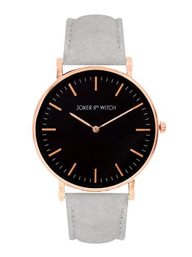 Joker & Witch Faux Leather Unisex Scott & Kira Couple Analog Watch Gift Set For Men And Women, Dial_Black, Band_Rose Gold 5