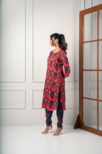 India Circus by Krsnaa Mehata Red Paisleys Co-Ord Set Size 46 for Women Stylish Kurta Set Ethnic Printed Co-Ord Set 3
