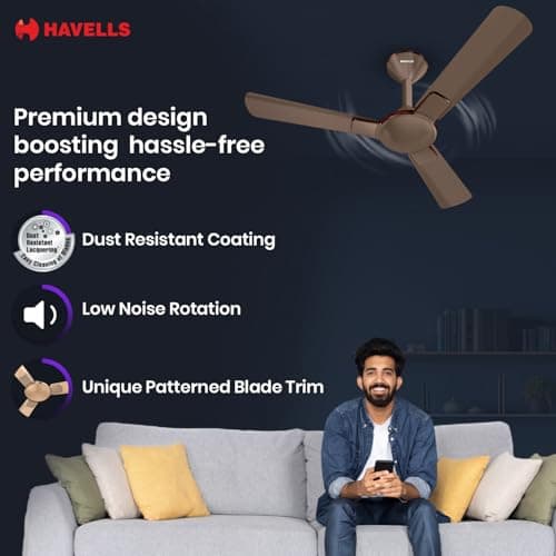 Havells 1200mm Enticer BLDC Prime Ceiling Fan| Compatible with Regulator & Remote| Upto 55% Energy Saving| High Air Delivery | 100% Copper Motor| 2 Years Comprehensive Warranty(Brown LT Copper) 5