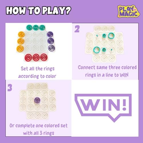 PlayMagic Krazy Ring Brain Teasers Toy Jigsaw Intelligence Puzzle Game for 5+ Year Kids|3D Strategy Board Game with Colorful Rings|2-4 Players Table Top Board Game |Best Birthday Gift|Made in India 3